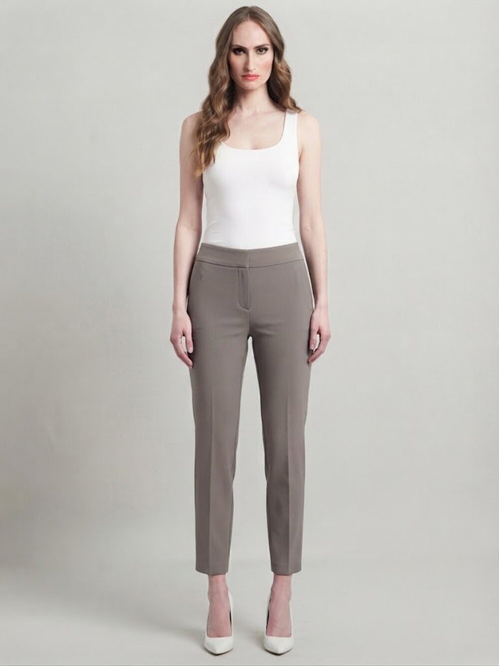 Anne Klein Cropped Pull On Slash Pocket Front Seam Pants